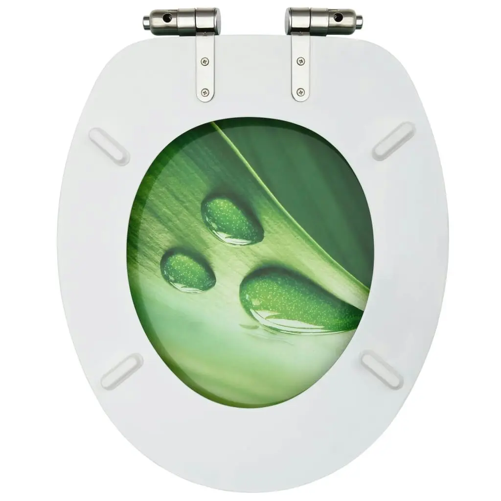 WC Toilet Seats with Soft Close Lid 2 pcs MDF Green Water Drop Design 3056413