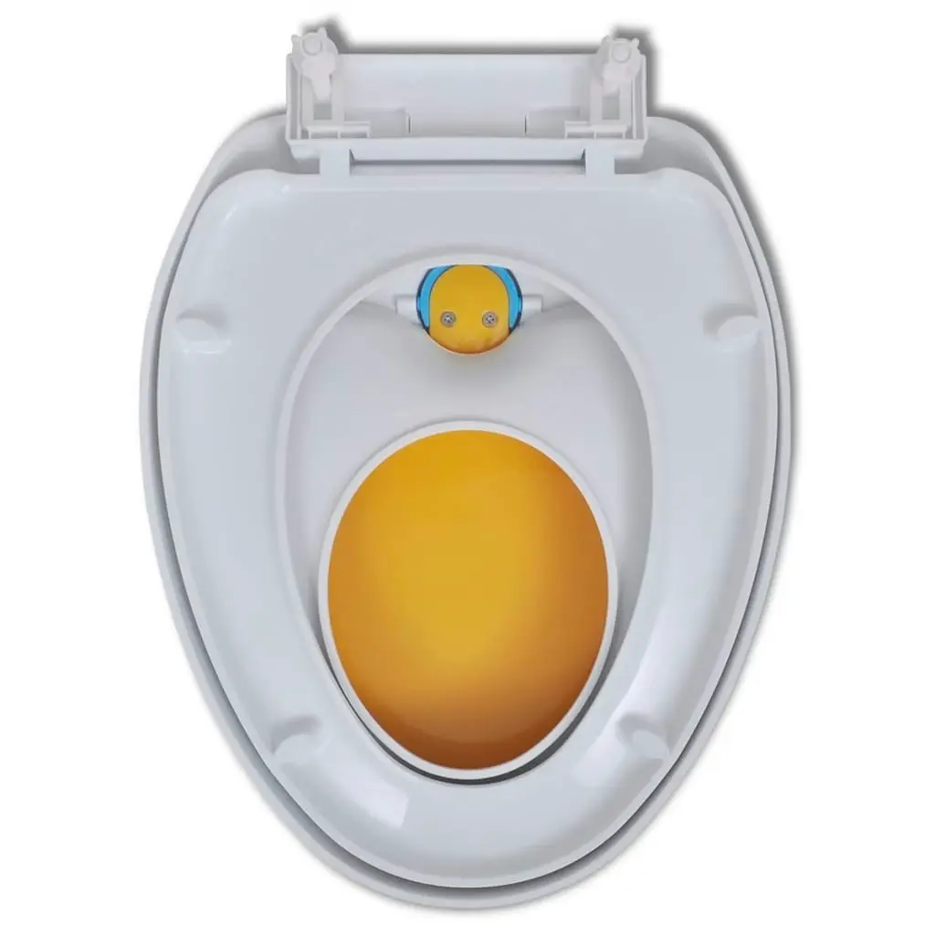 White & Yellow Soft-close Toilet Seat Adults/Children 141766