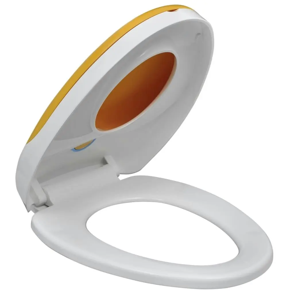 White & Yellow Soft-close Toilet Seat Adults/Children 141766