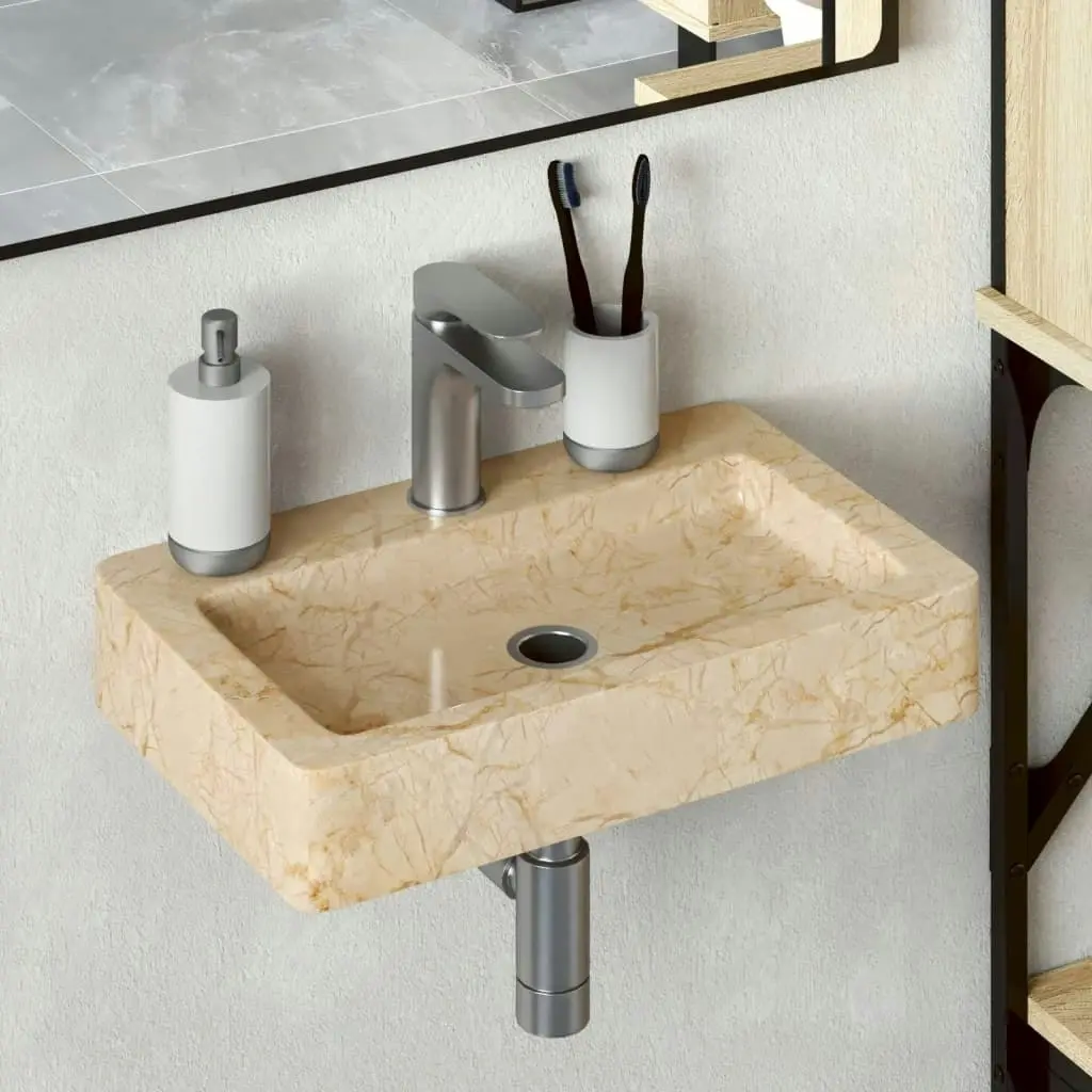 Wall-mounted Sink Cream 38x24x6.5 cm Marble 149186