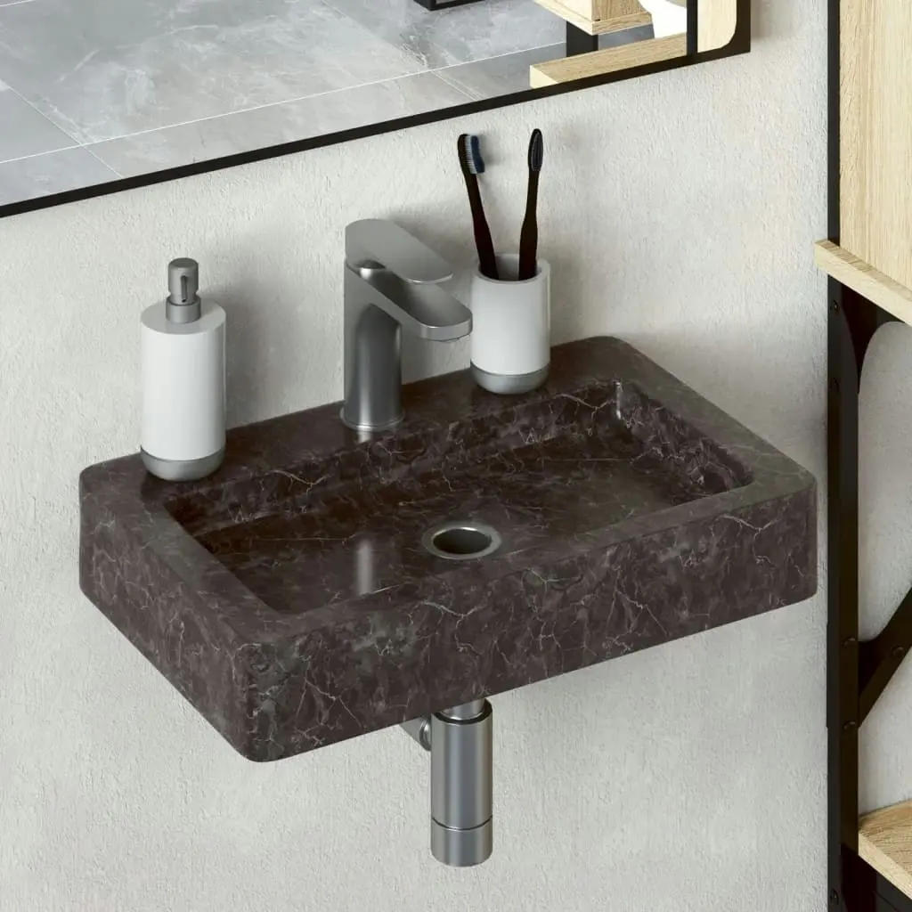 Wall-mounted Sink Black 38x24x6.5 cm Marble 149187