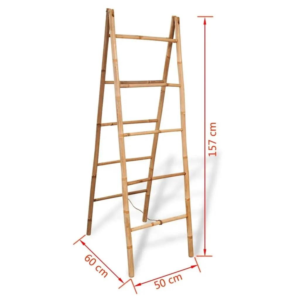 Double Towel Ladder with 5 Rungs Bamboo 50x160 cm 243714