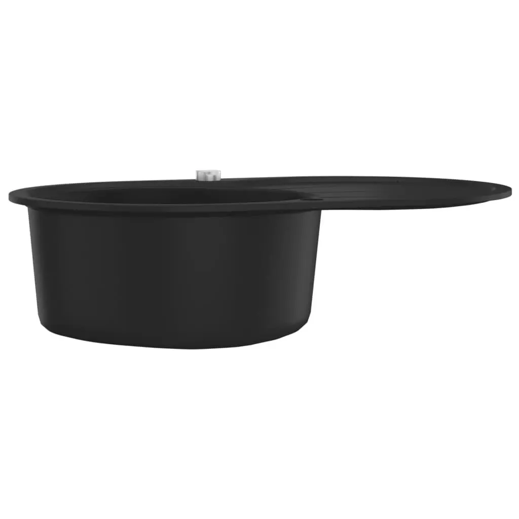 Granite Kitchen Sink Single Basin Oval Black 145528