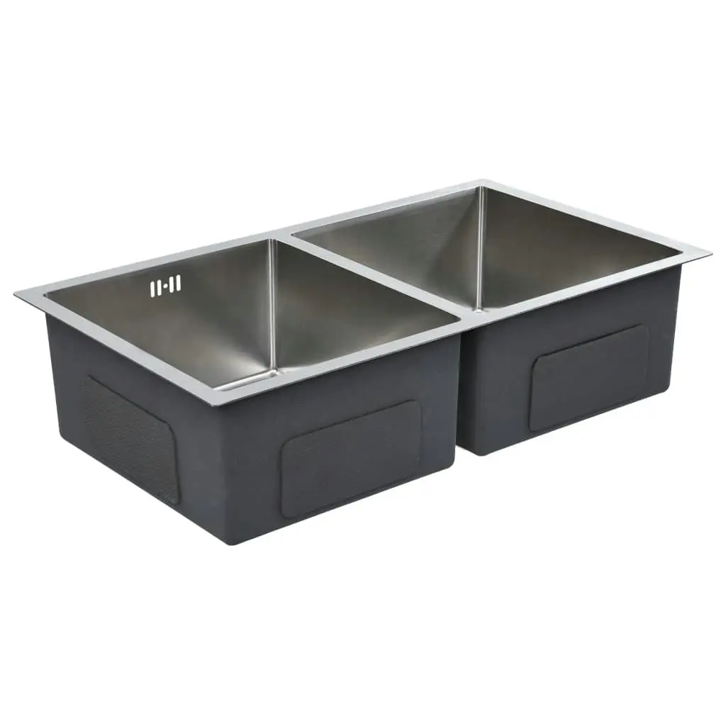 Handmade Kitchen Sink with Overflow Hole Stainless Steel 147163