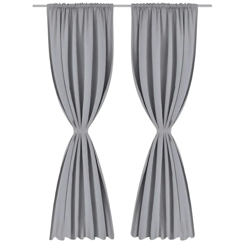 2 pcs Grey Slot-Headed Blackout Curtains 135 x 245 cm 130376