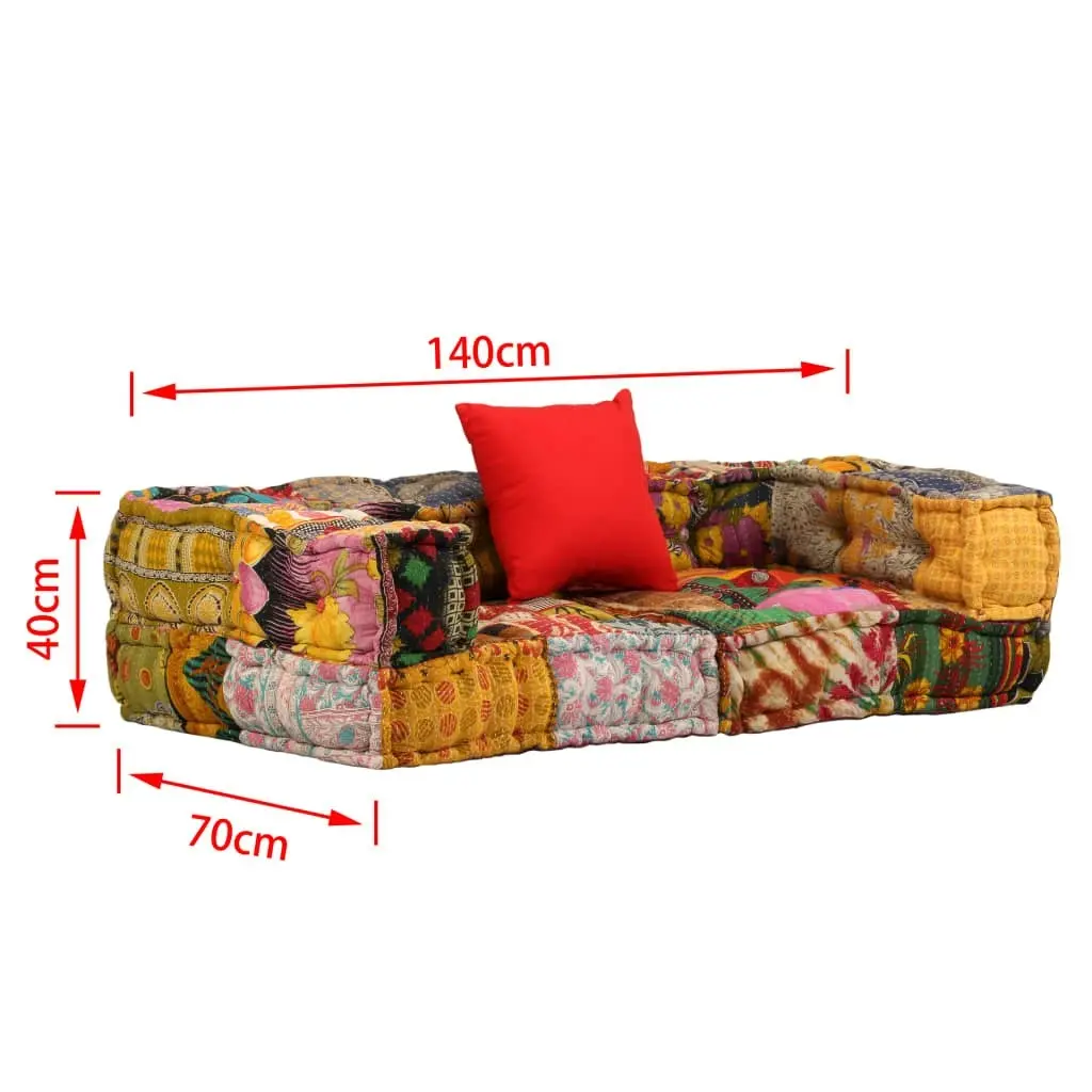 2-Seater Modular Pouffe Patchwork Fabric 244987