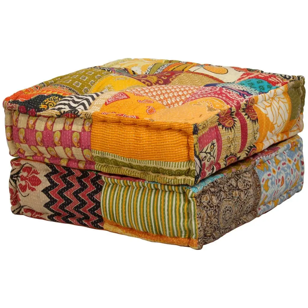 2-Seater Modular Pouffe Patchwork Fabric 244985