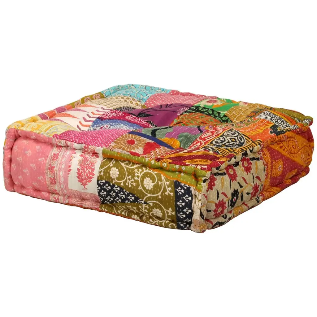 2-Seater Modular Pouffe Patchwork Fabric 244985