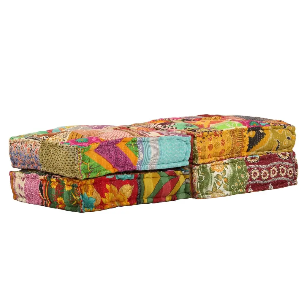 2-Seater Modular Pouffe Patchwork Fabric 244985