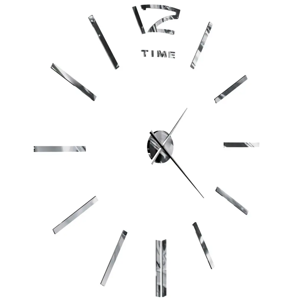 3D Wall Clock Modern Design 100 cm XXL Silver 50637