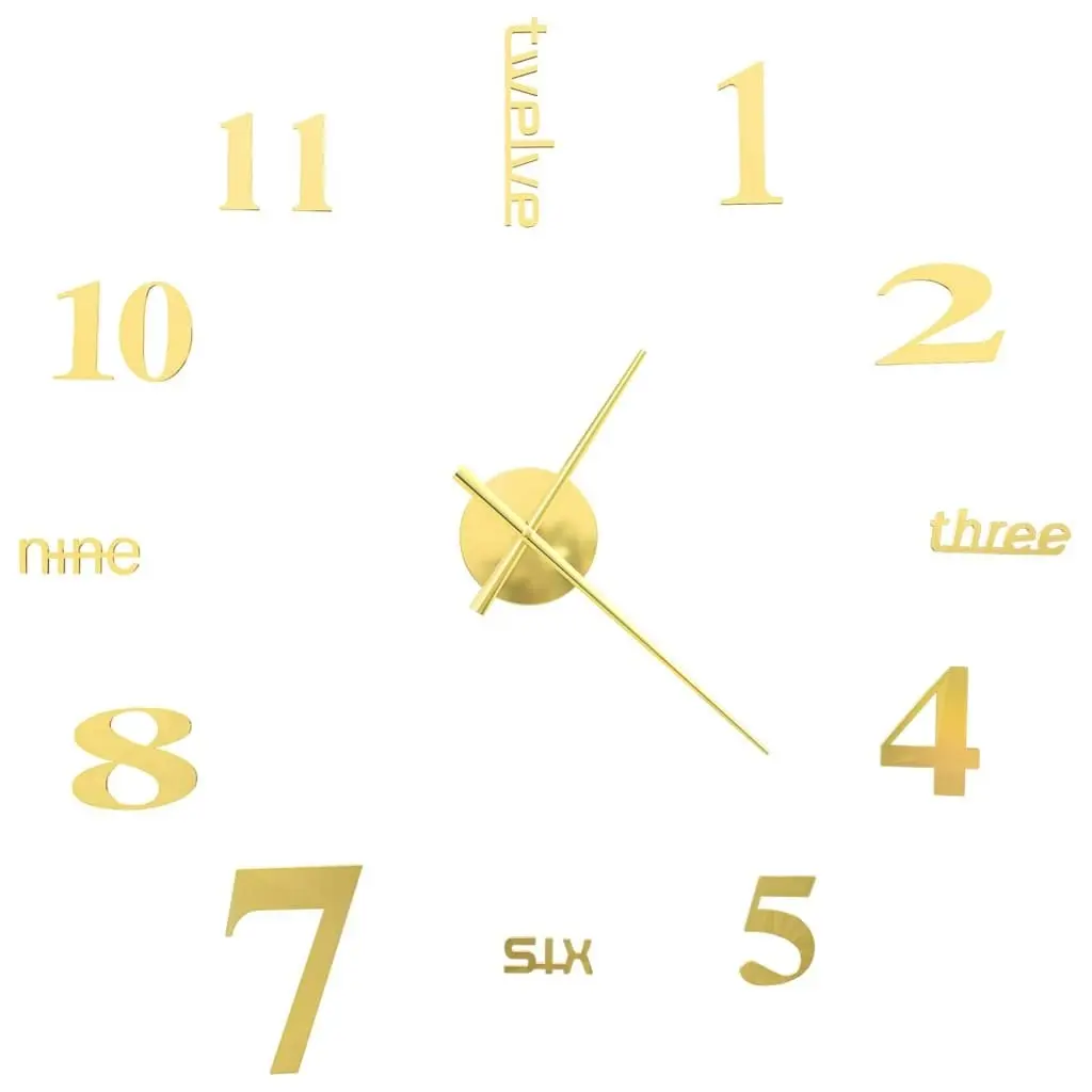 3D Wall Clock Modern Design 100 cm XXL Gold 50638