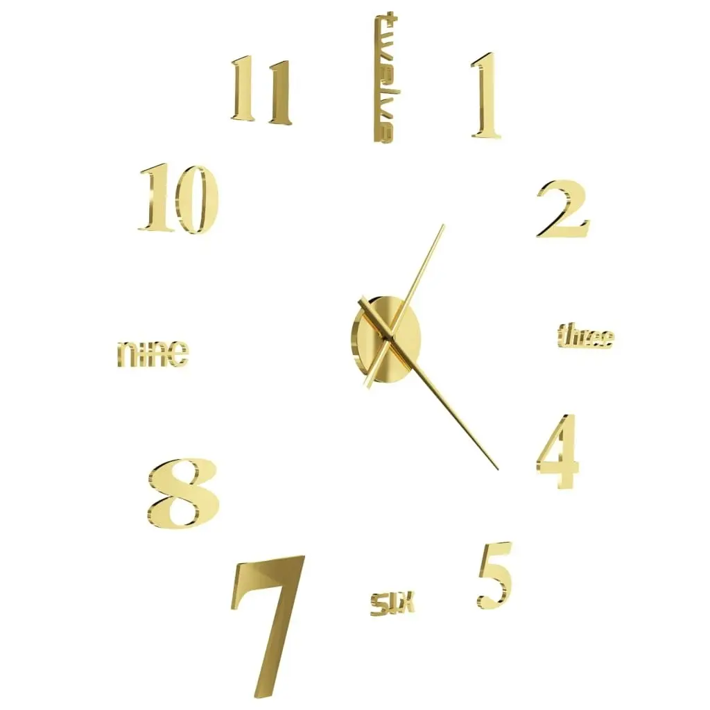 3D Wall Clock Modern Design 100 cm XXL Gold 50638