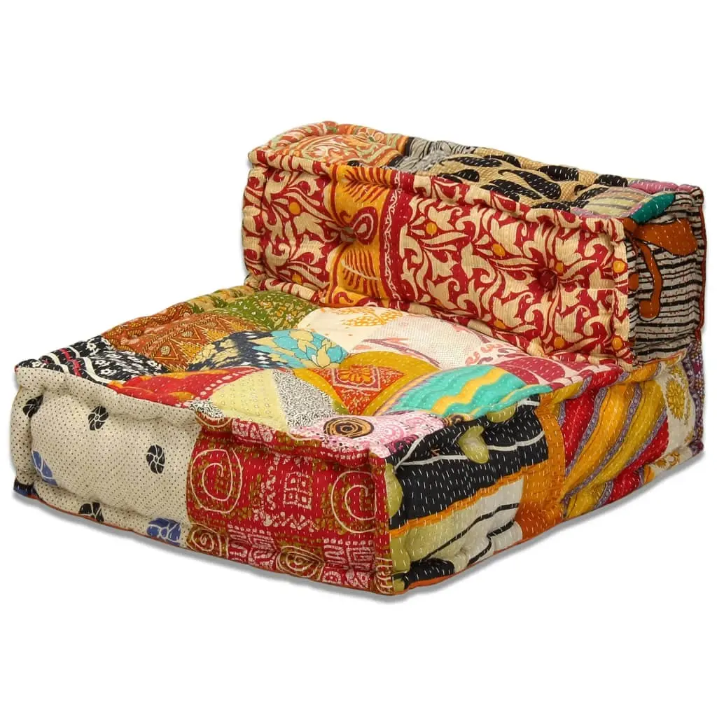 3-Seater Modular Pouffe Patchwork Fabric 244979