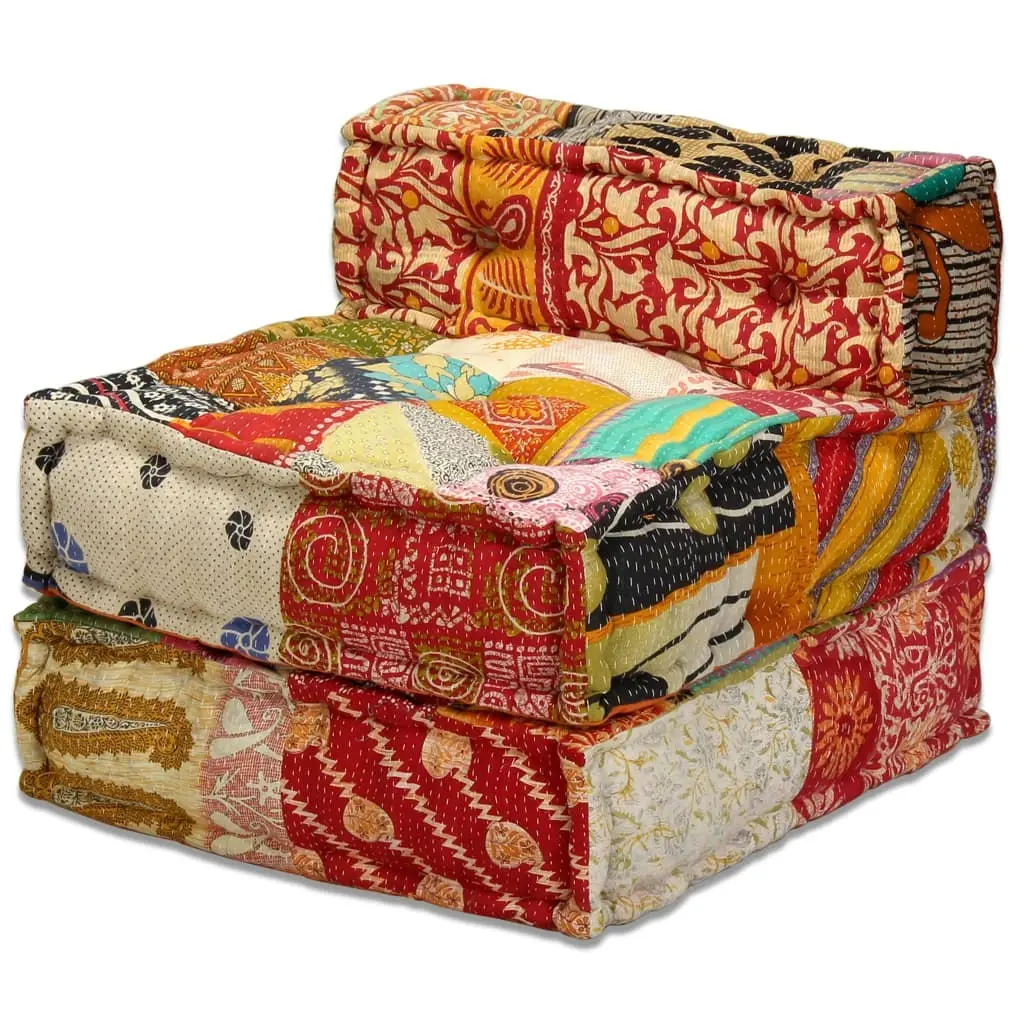 3-Seater Modular Pouffe Patchwork Fabric 244979