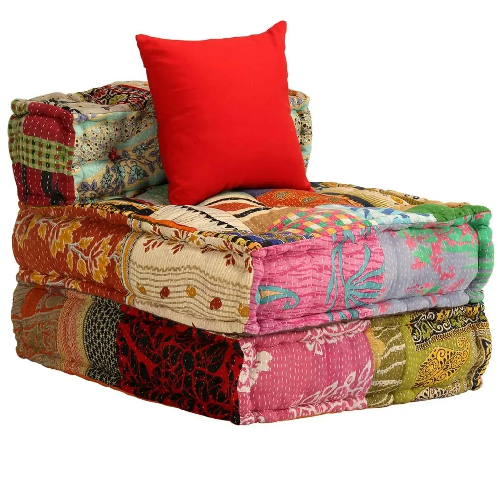 3-Seater Modular Pouffe Patchwork Fabric 244983