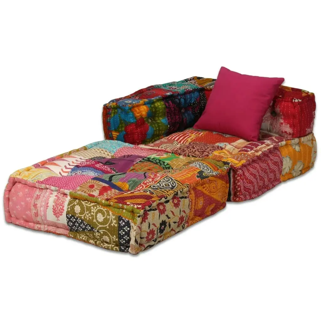 4-Seater Modular Pouffe Patchwork Fabric 244981