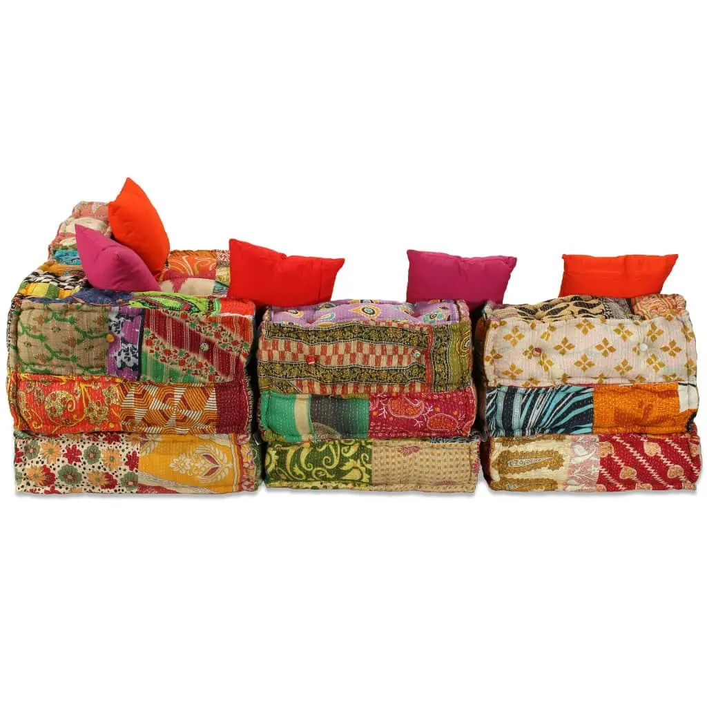 4-Seater Modular Pouffe Patchwork Fabric 244981