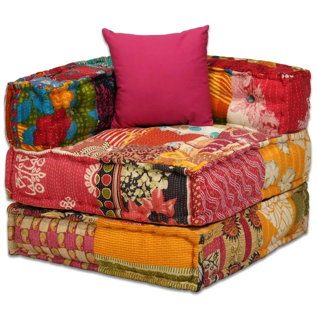 4-Seater Modular Pouffe Patchwork Fabric 244981