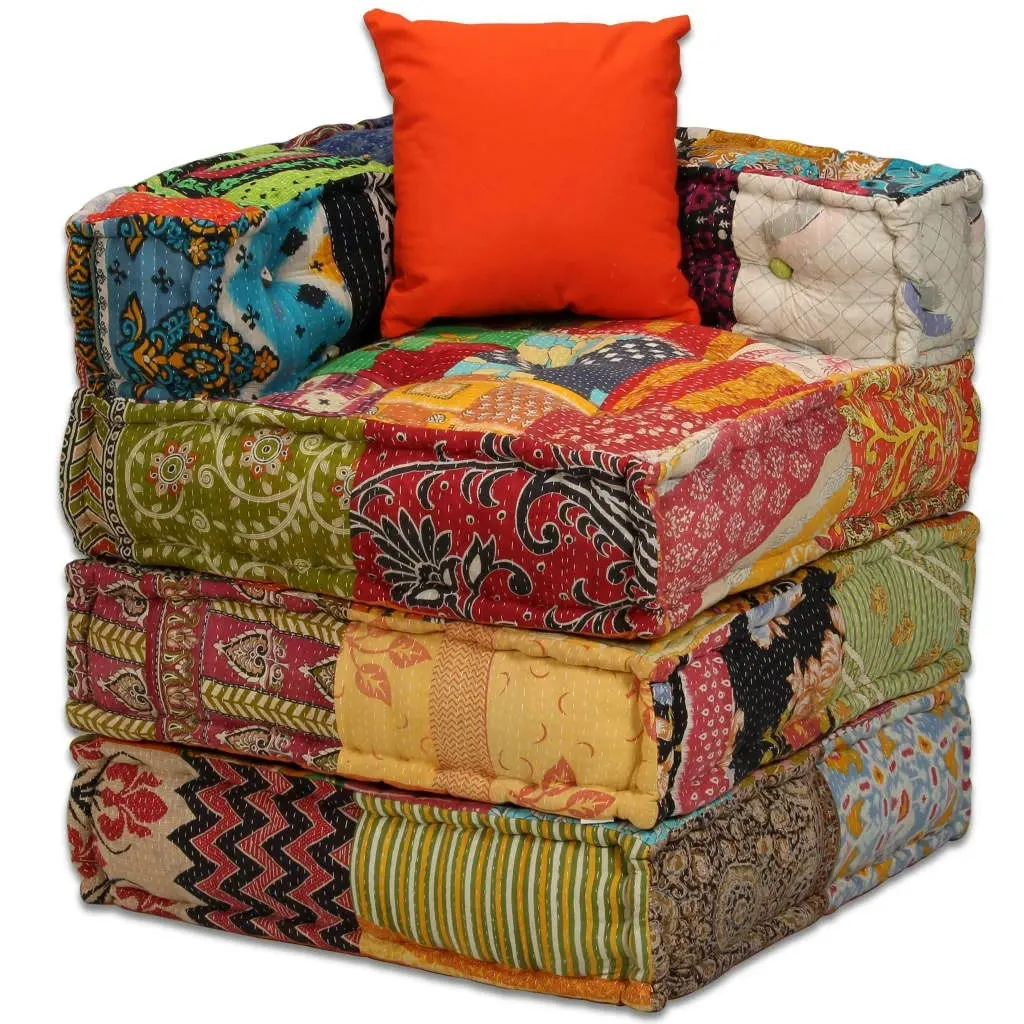 4-Seater Modular Pouffe Patchwork Fabric 244981