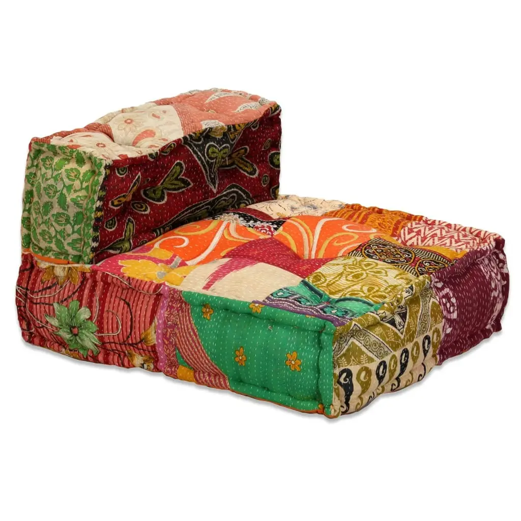 4-Seater Modular Pouffe Patchwork Fabric 244981