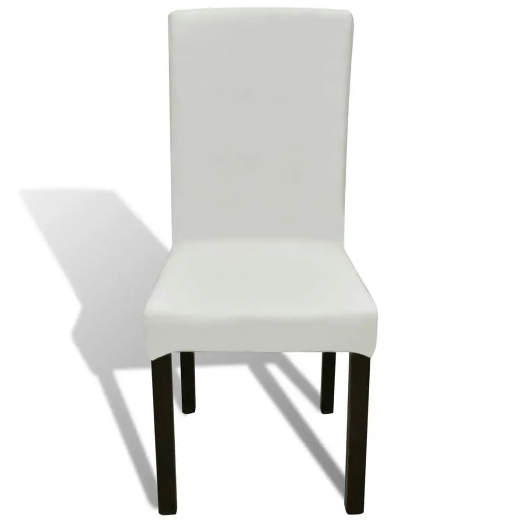 6 pcs Cream Straight Stretchable Chair Cover 130380