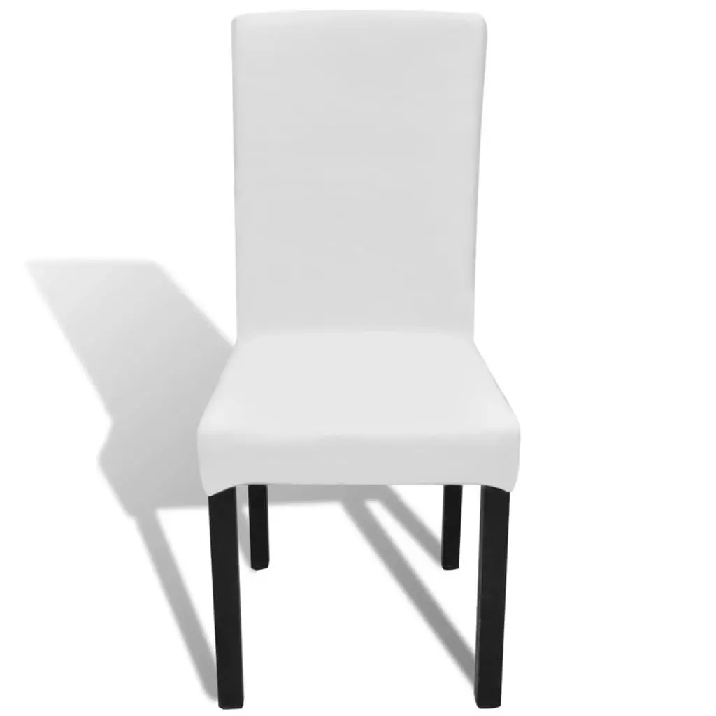 6 pcs White Straight Stretchable Chair Cover 130377