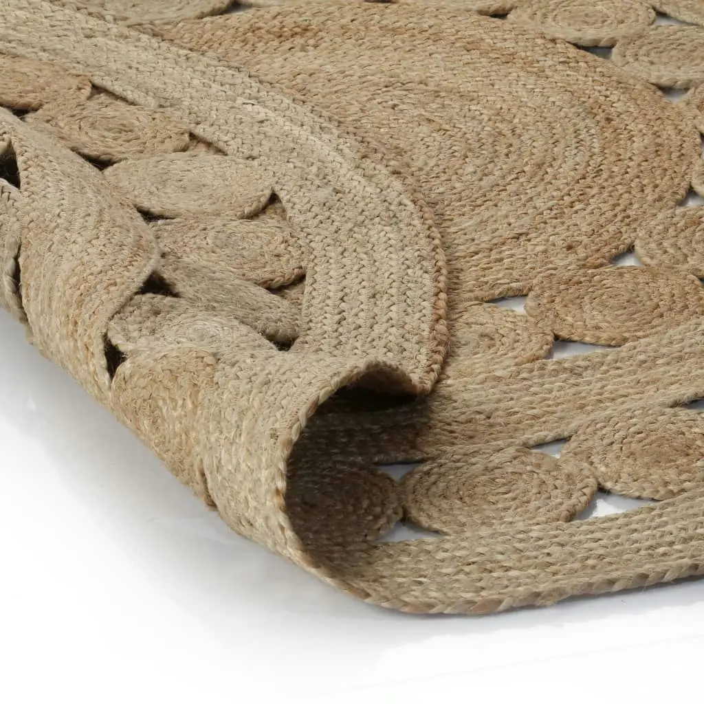 Area Rug Braided Design Jute 120 cm Round 245343