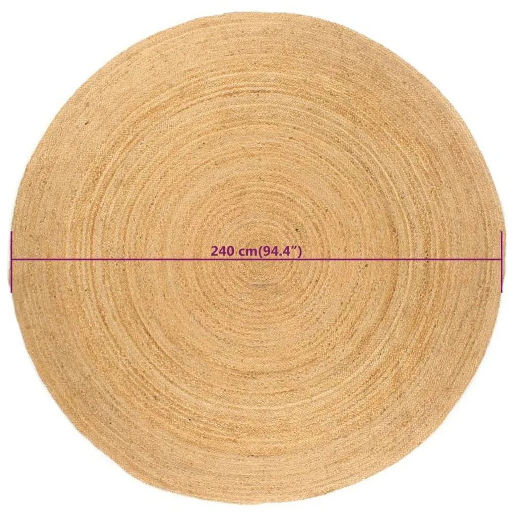 Area Rug Braided Jute 240 cm Round 343586