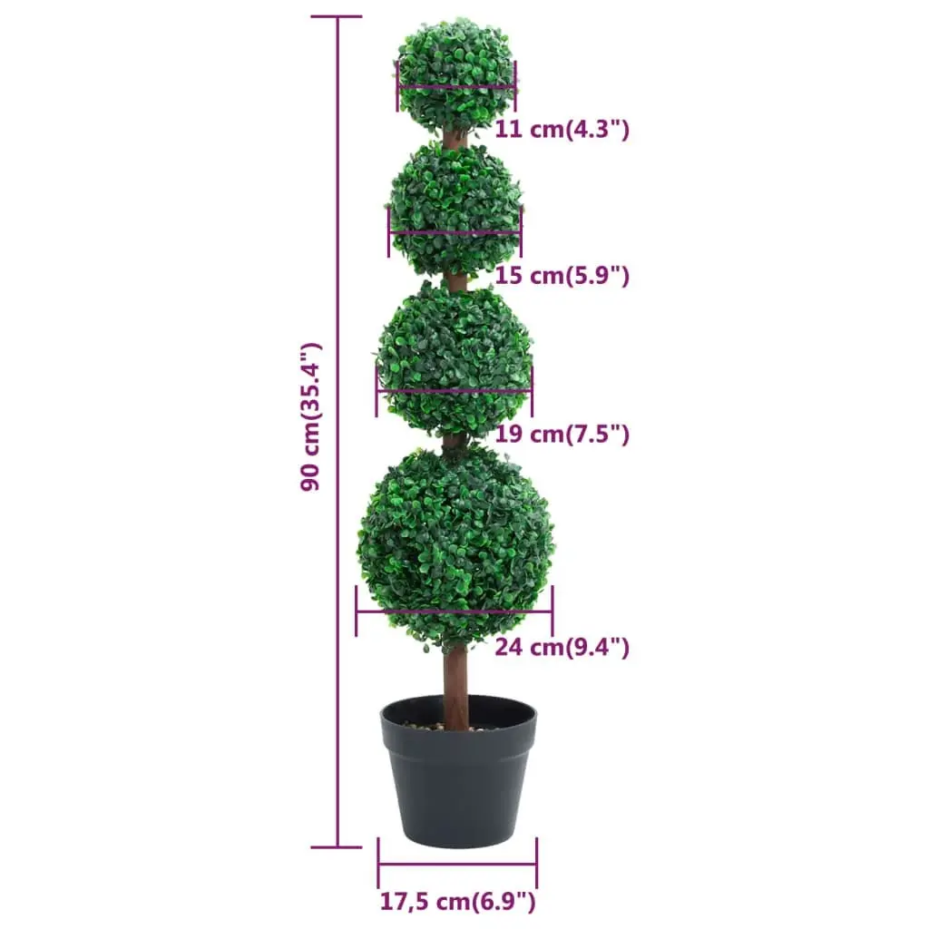 Artificial Boxwood Plant with Pot Ball Shaped Green 90 cm 336512