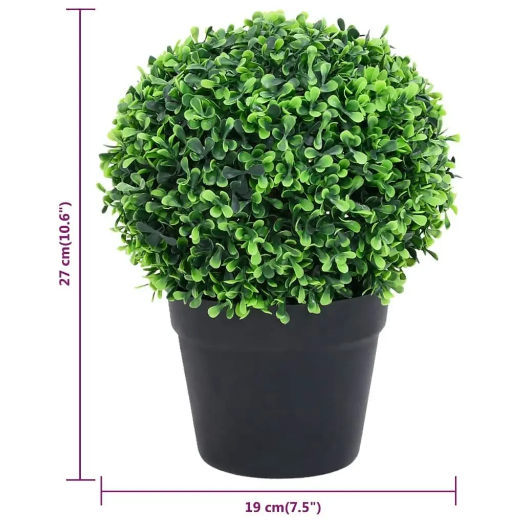 Artificial Boxwood Plants 2 pcs with Pots Ball Shaped Green 27 cm 336520