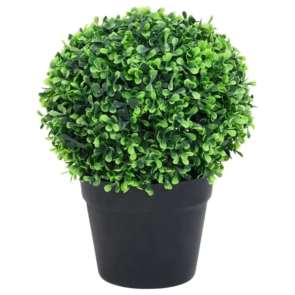 Artificial Boxwood Plants 2 pcs with Pots Ball Shaped Green 27 cm 336520