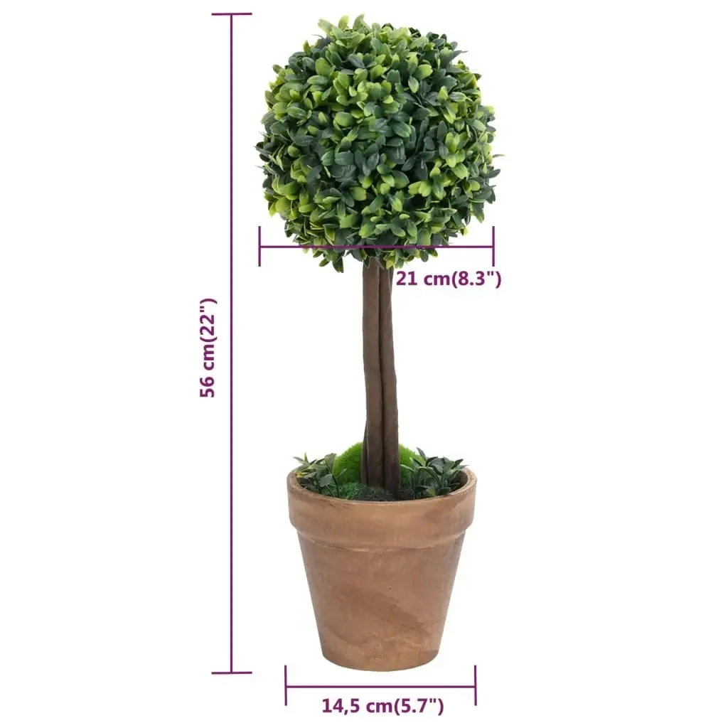 Artificial Boxwood Plants 2 pcs with Pots Ball Shaped Green 56 cm 336517