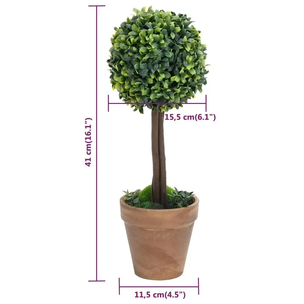 Artificial Boxwood Plants 2 pcs with Pots Ball Shaped Green 41 cm 336516