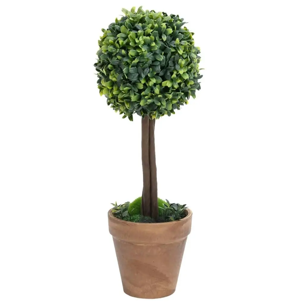 Artificial Boxwood Plants 2 pcs with Pots Ball Shaped Green 41 cm 336516