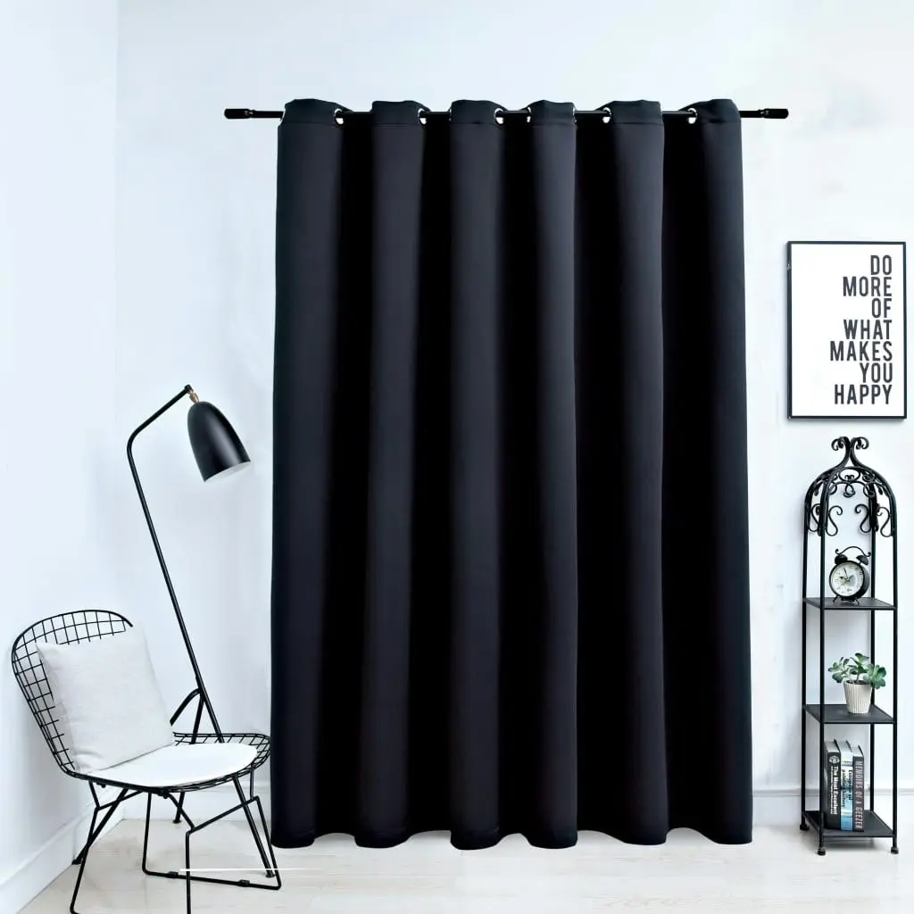 Blackout Curtain with Metal Rings Black 290x245 cm 134413