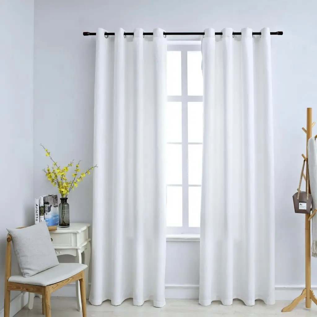 Blackout Curtains with Metal Rings 2 pcs Off White 140x245 cm 134484