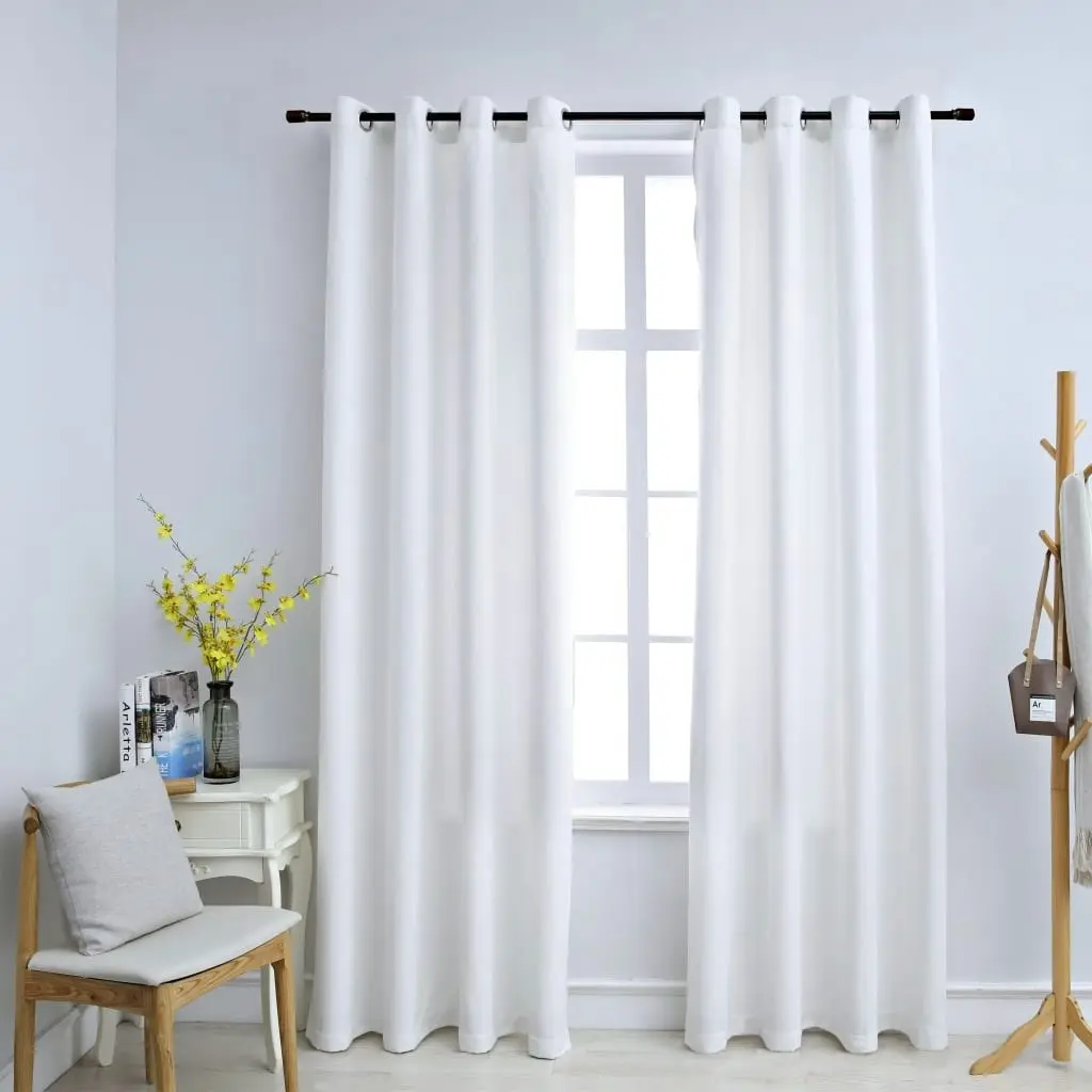 Blackout Curtains with Metal Rings 2 pcs Off White 140x225 cm 134483