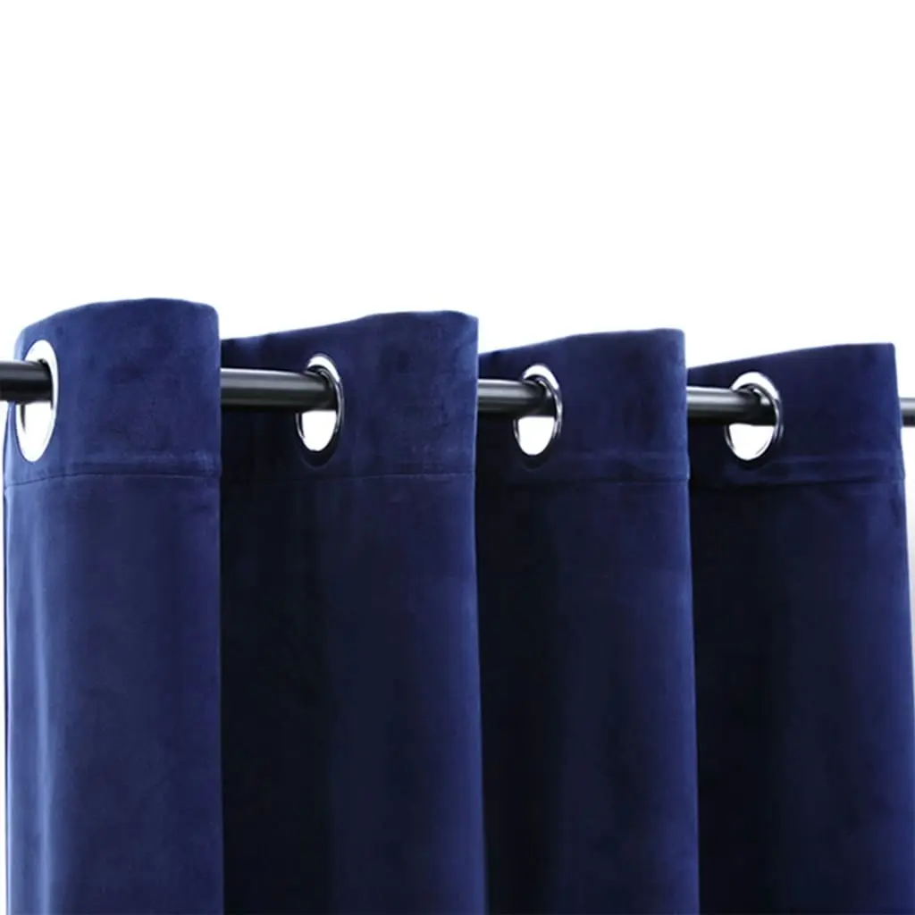 Blackout Curtains with Rings 2 pcs Velvet Dark Blue 140x225 cm 134529