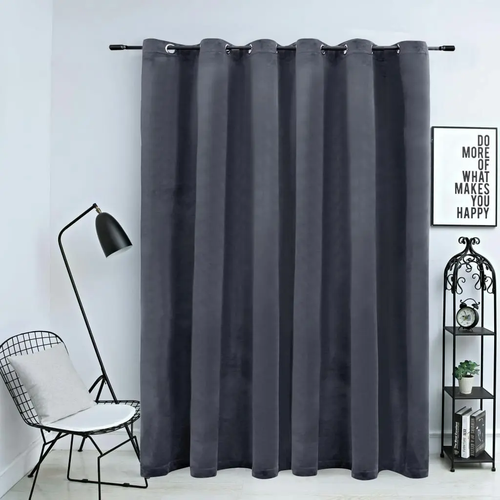 Blackout Curtain with Metal Rings Velvet Anthracite 290x245 cm 134499