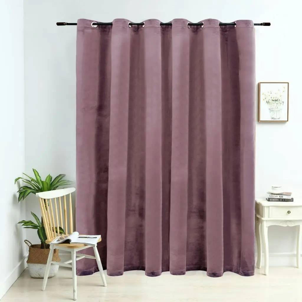 Blackout Curtain with Metal Rings Velvet Antique Pink 290x245 cm 134523