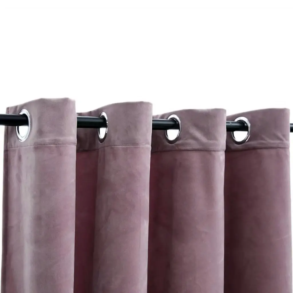 Blackout Curtain with Metal Rings Velvet Antique Pink 290x245 cm 134523