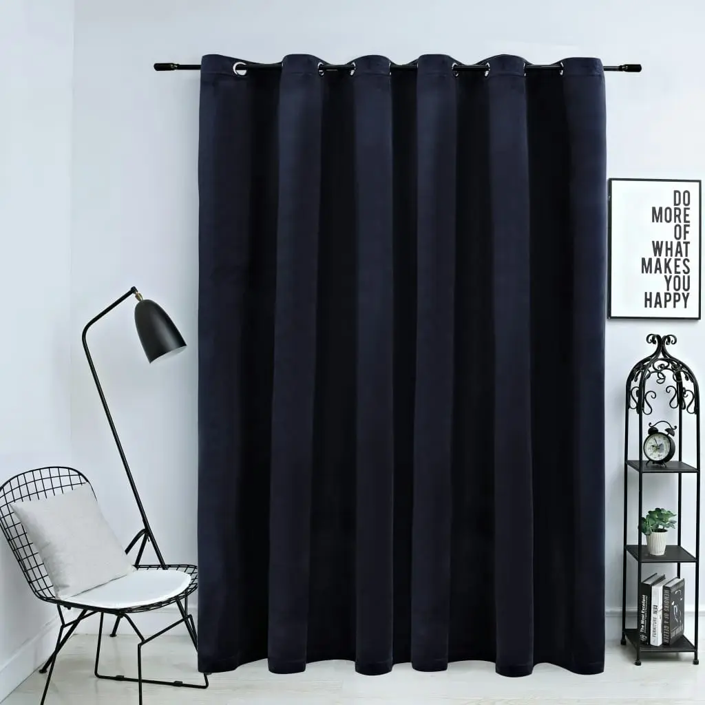 Blackout Curtain with Metal Rings Velvet Black 290x245 cm 134491