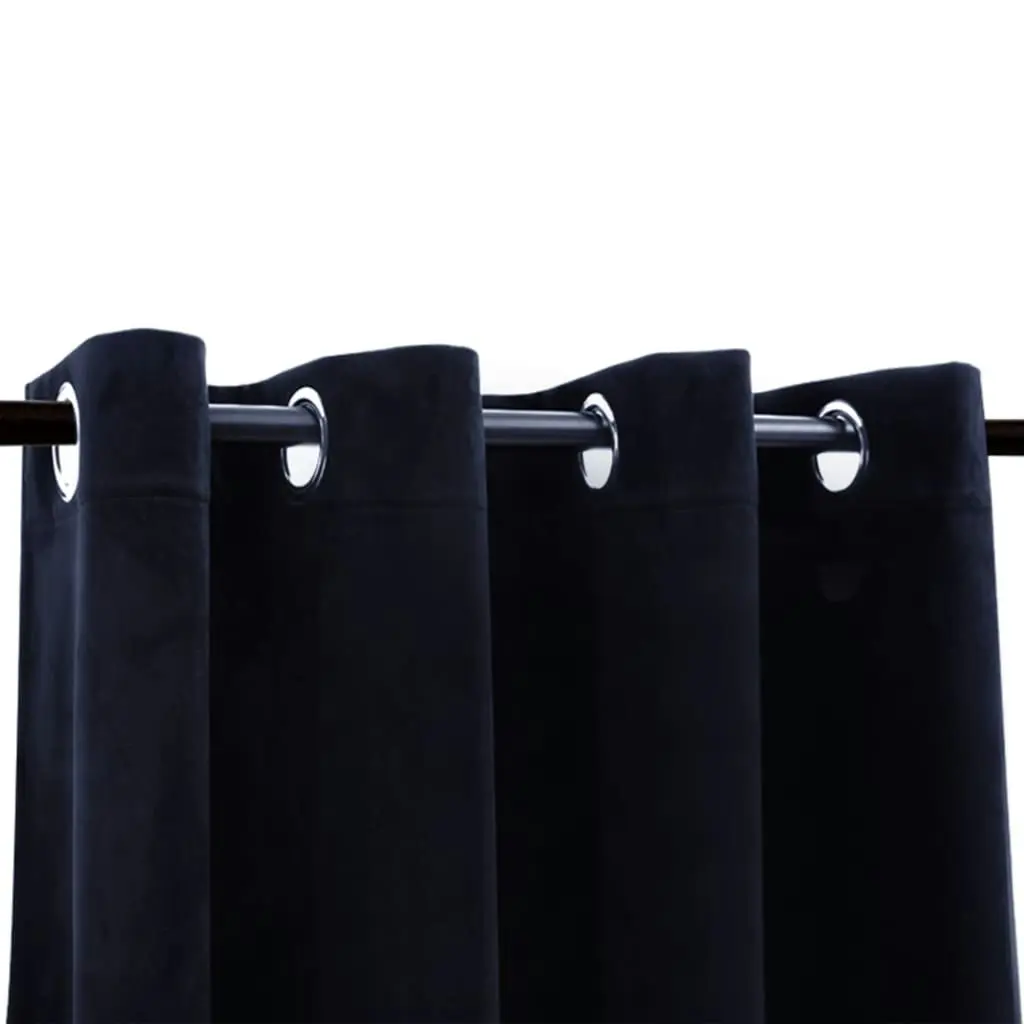 Blackout Curtain with Metal Rings Velvet Black 290x245 cm 134491