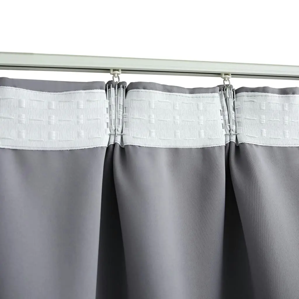 Blackout Curtains with Hooks 2 pcs Grey 140x245 cm 134432