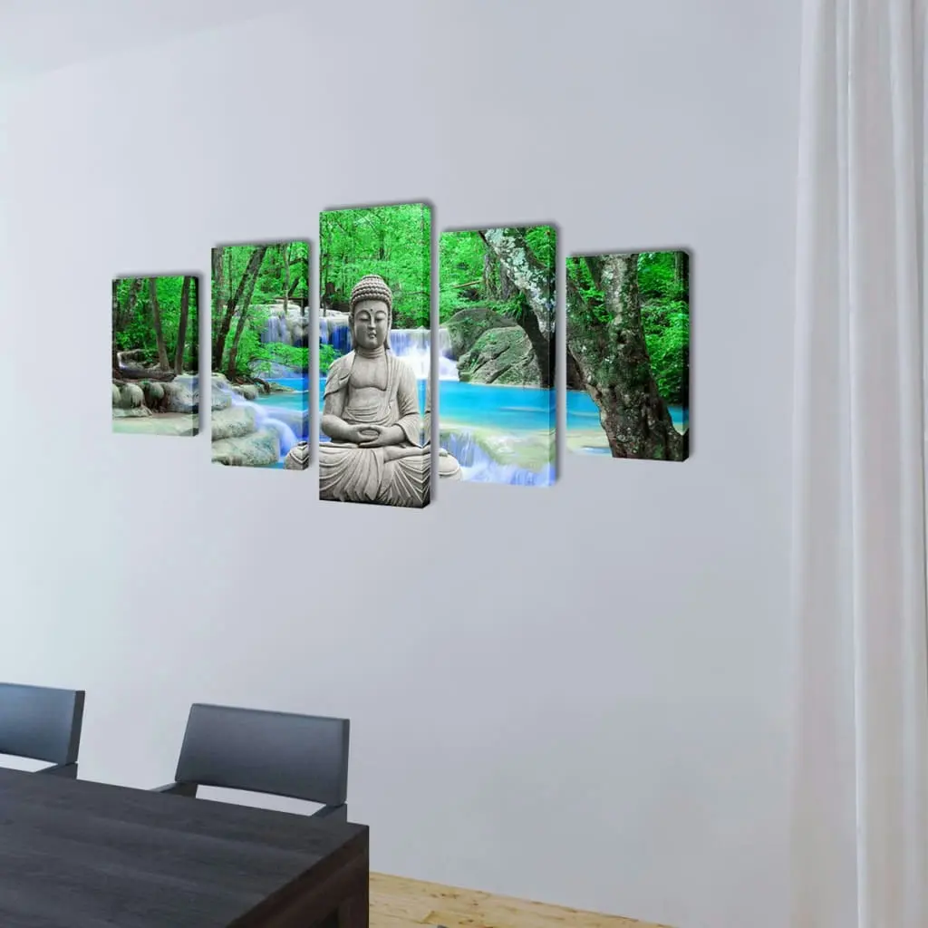 Canvas Wall Print Set Buddha 100 x 50 cm 241588