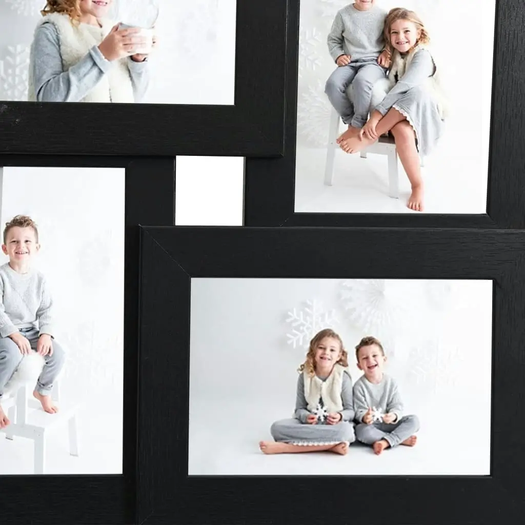 Collage Photo Frame for 4x(10x15 cm) Picture Black MDF 332774