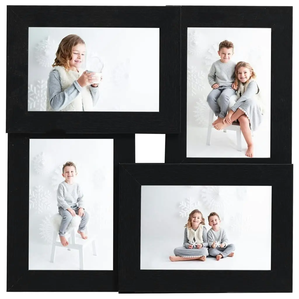 Collage Photo Frame for 4x(10x15 cm) Picture Black MDF 332774