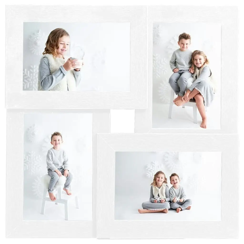 Collage Photo Frame for 4x(10x15 cm) Picture White MDF 332772