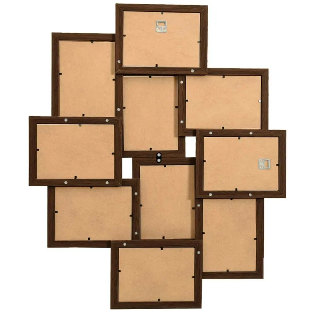 Collage Photo Frame for Picture 10 pcs 10x15 cm Dark Brown MDF 332778