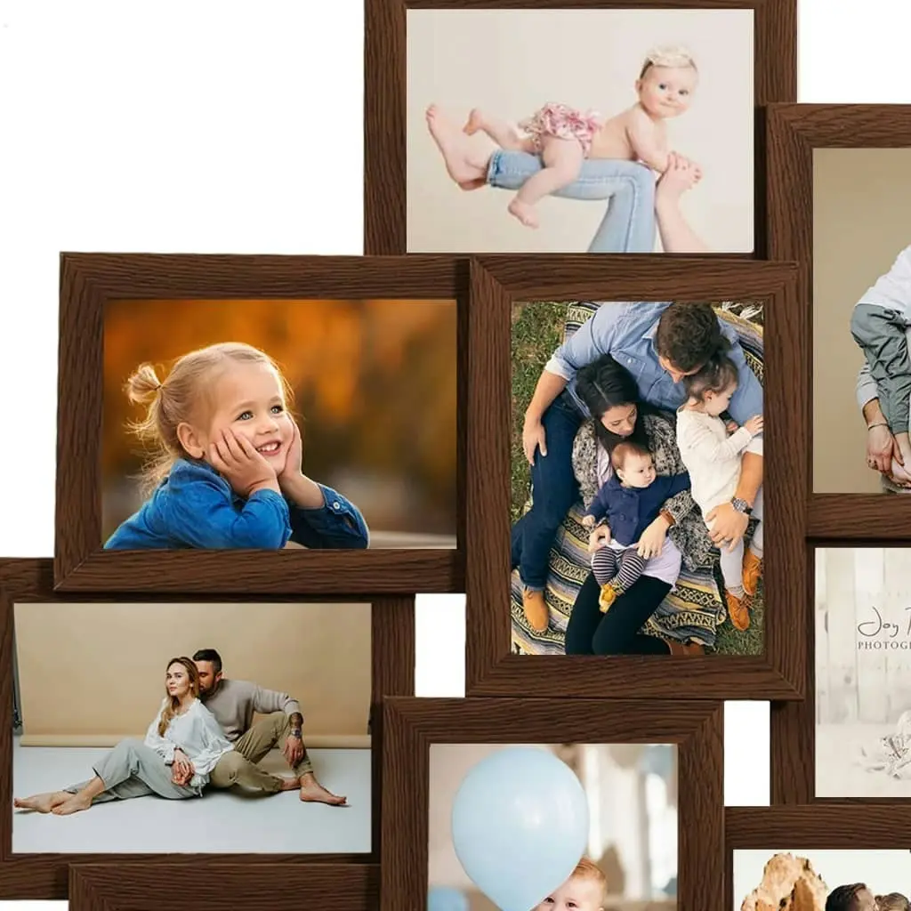 Collage Photo Frame for Picture 10 pcs 10x15 cm Dark Brown MDF 332778